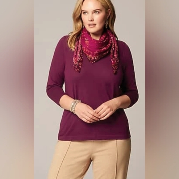 J. Jill xs Purple 100% Merino Wool light weight sweater - Picture 2 of 10